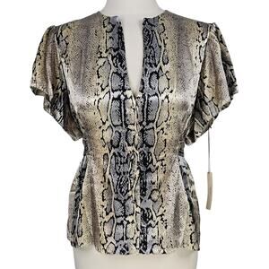 NWT's Vertigo Paris Black and Cream Snake Print Blouse XLarge